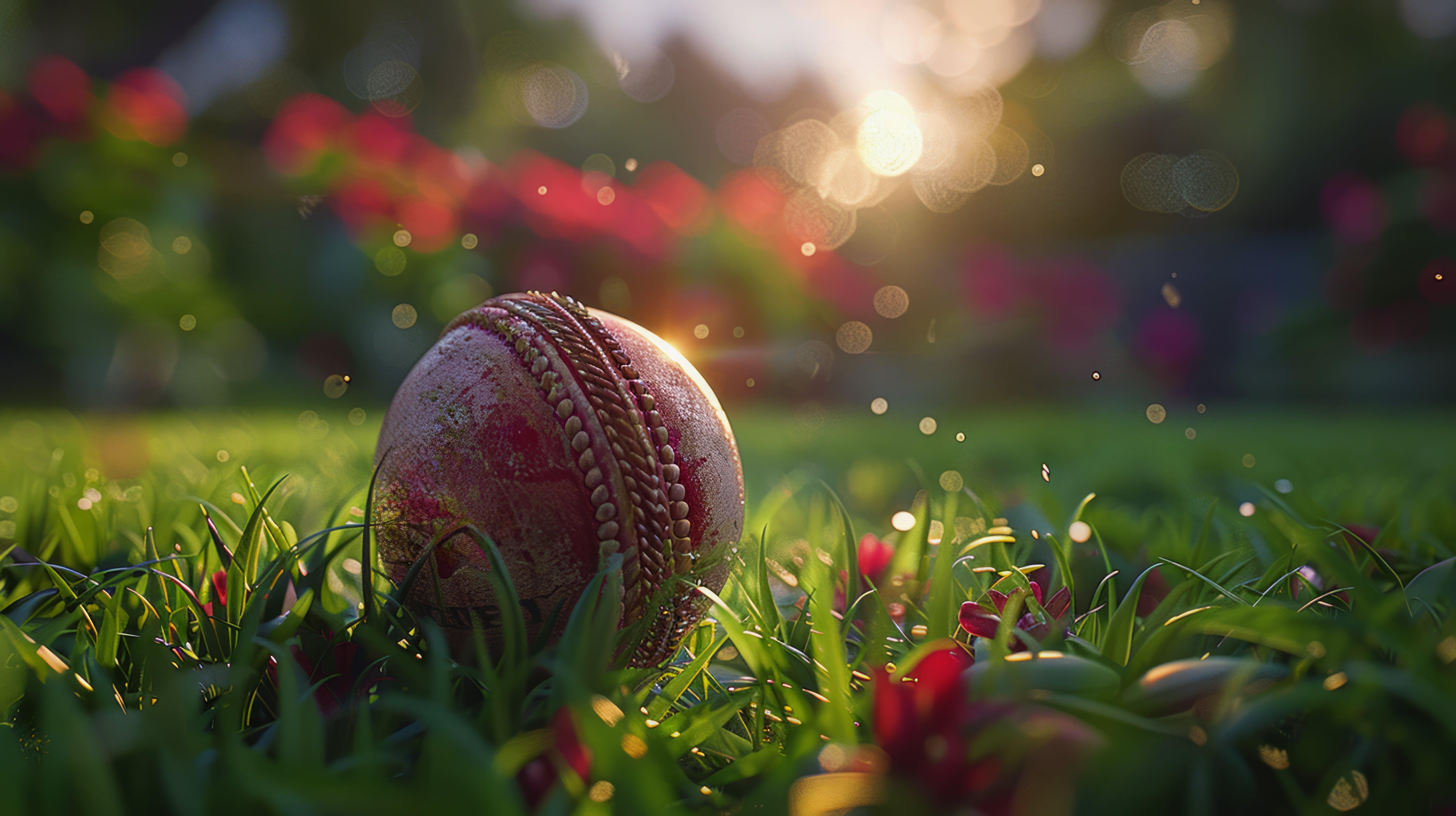 Cricket Ball on the Grass