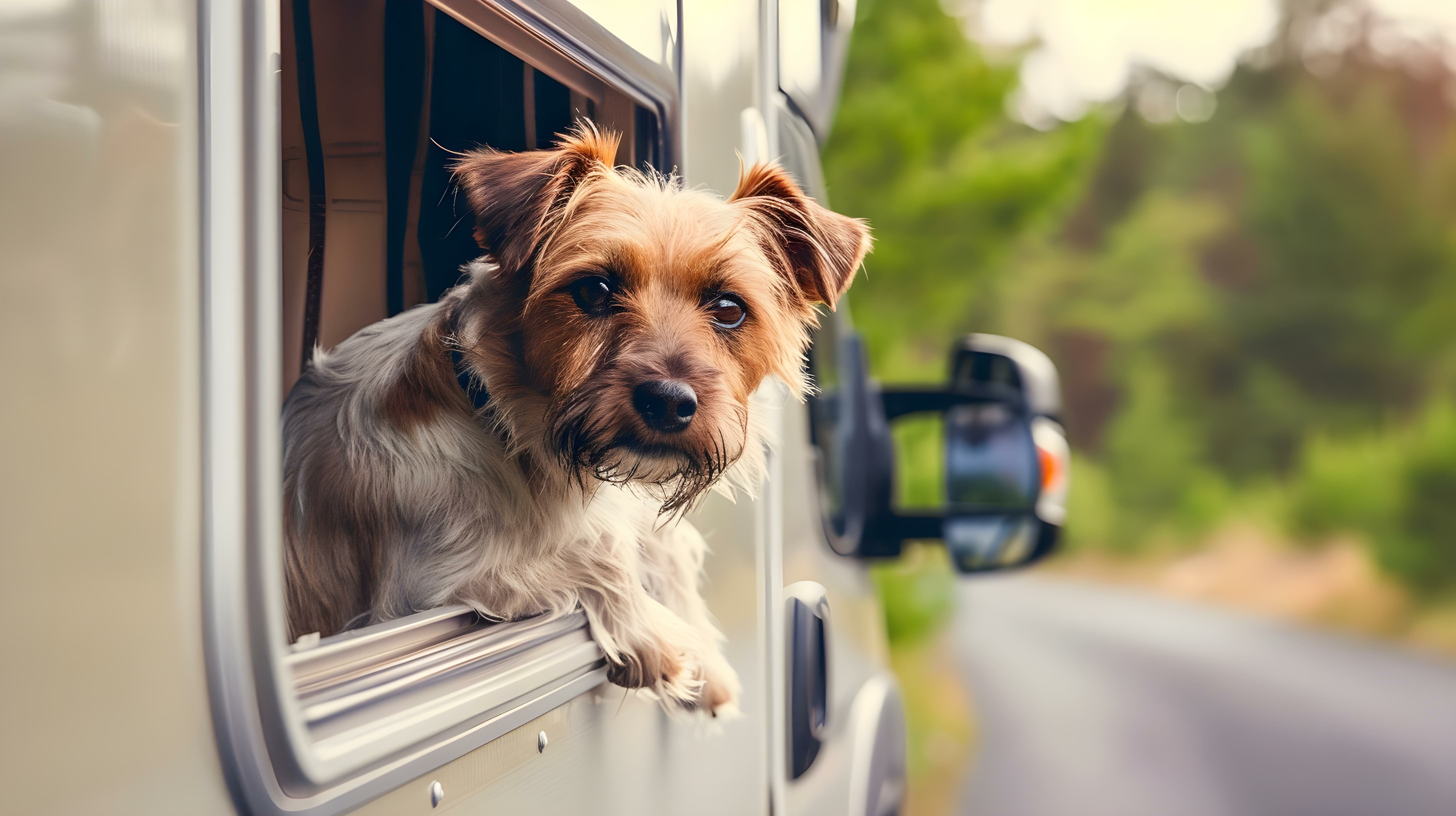 Dog in Window of Motorhome